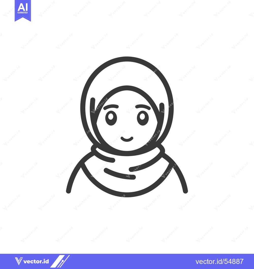 Premium Vector of Line Art Illustration of a Woman Wearing a Hijab