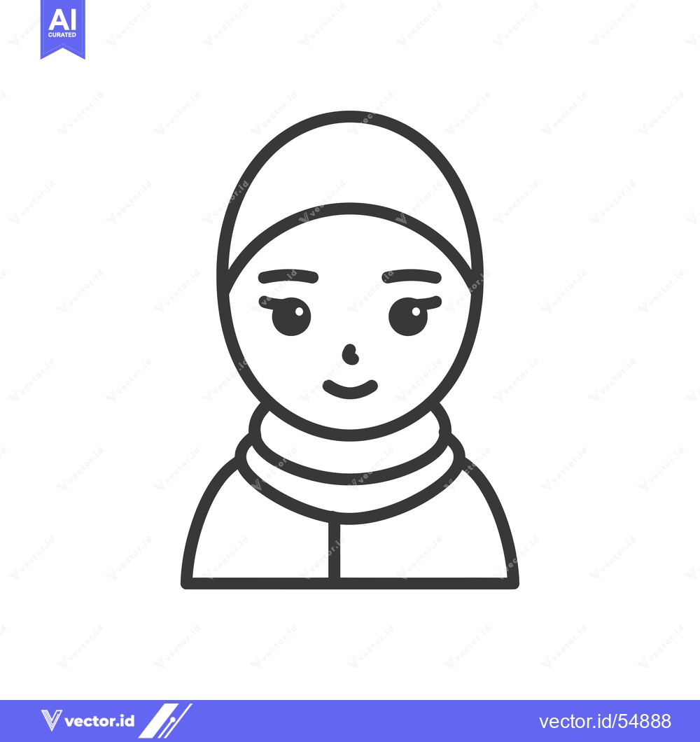Premium Vector of Line Art Illustration of a Woman Wearing a Hijab