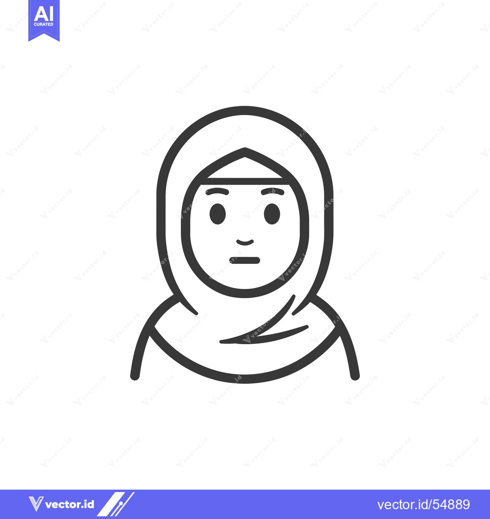 Premium Vector of Line Art Illustration of a Woman Wearing a Hijab