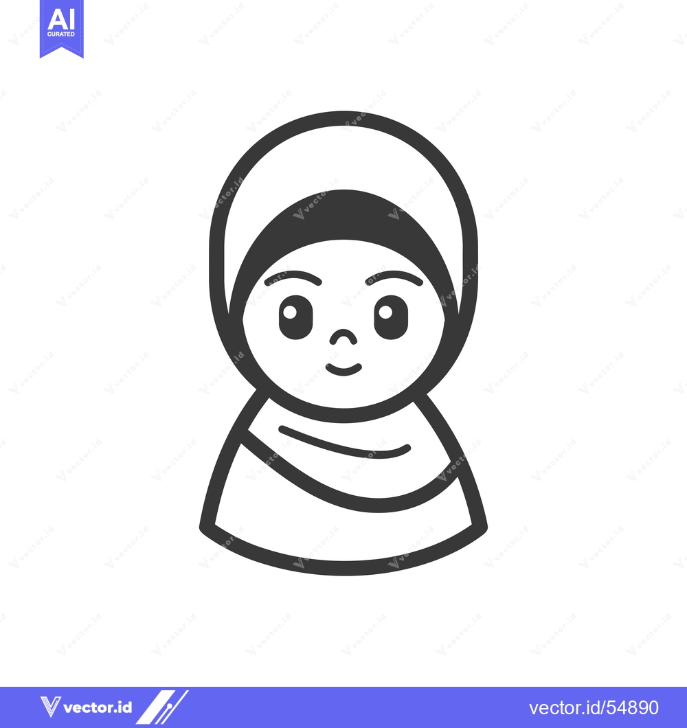 Premium Vector of Line Art Illustration of a Woman Wearing a Hijab