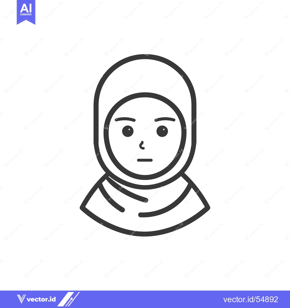 Premium Vector of Line art illustration of a woman wearing a hijab