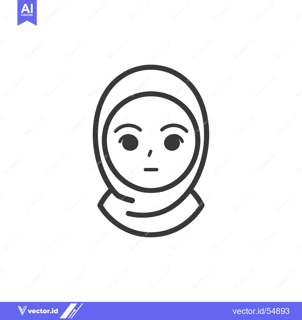 Premium Vector of Line Art Illustration of a Woman Wearing a Hijab
