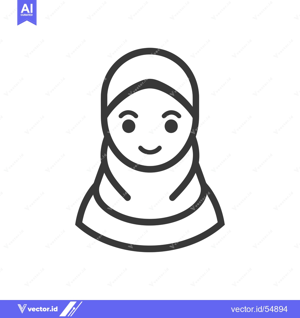Premium Vector of Line Art Illustration of a Woman Wearing a Hijab