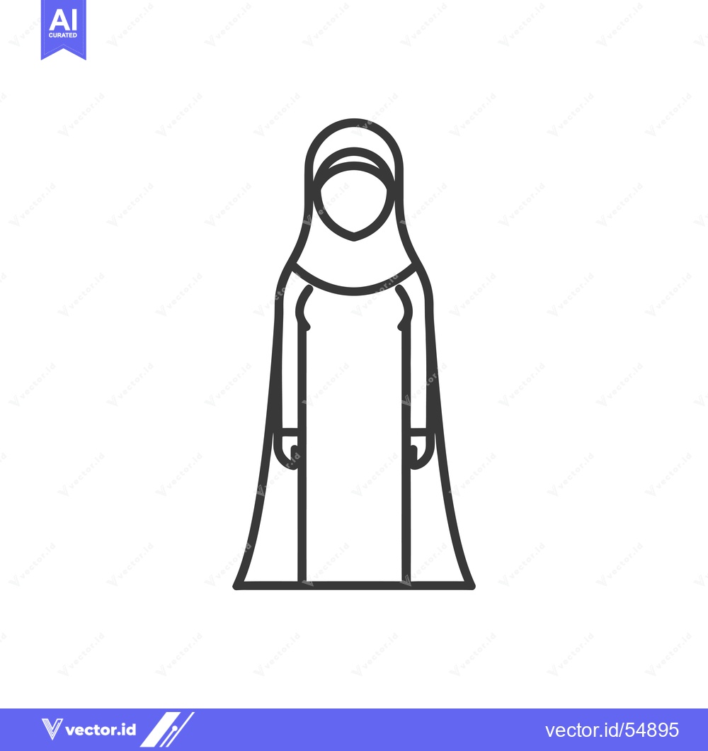 Premium Vector of Line art illustration of a woman wearing a hijab
