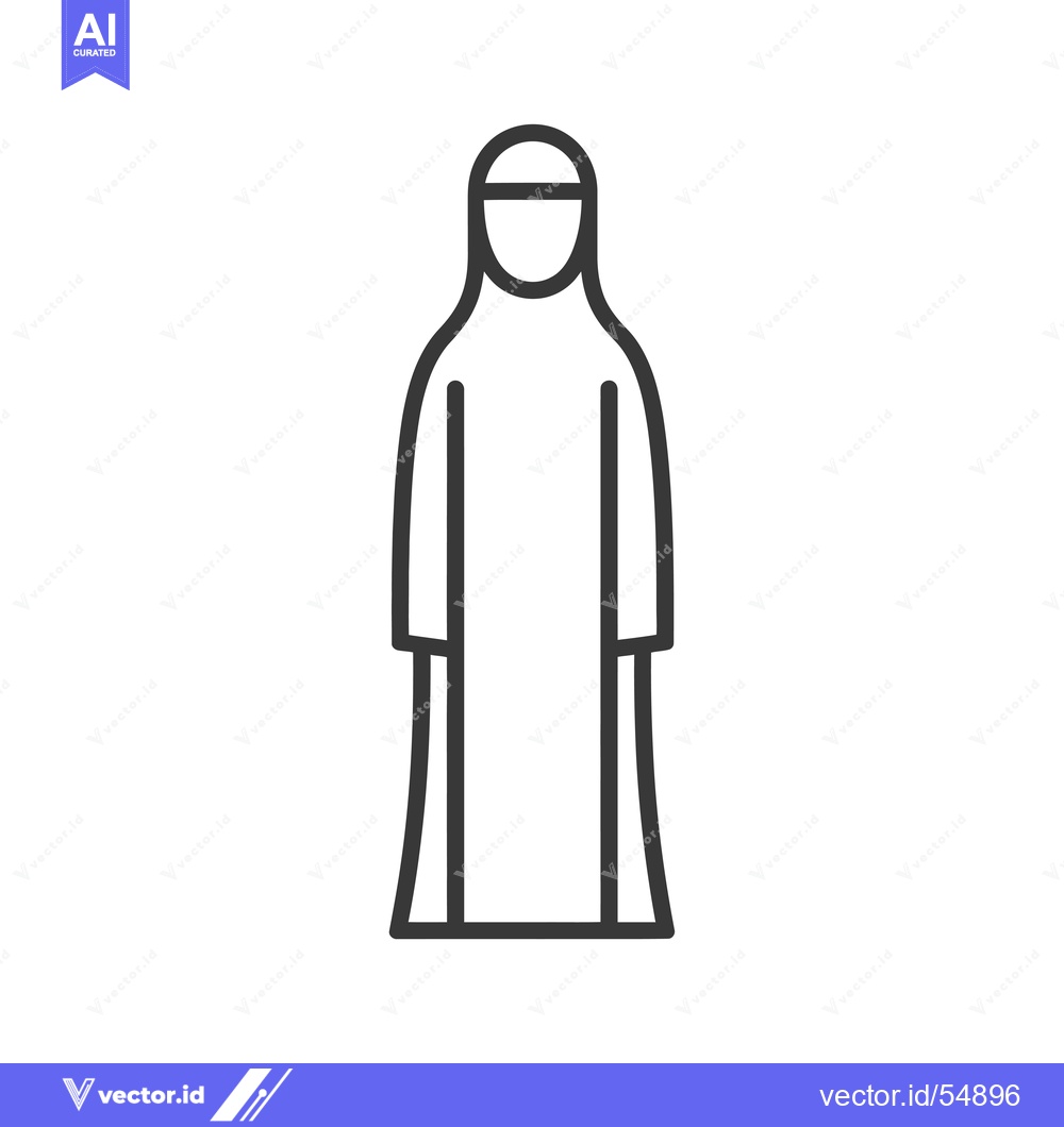 Premium Vector of Line art illustration of a woman wearing a hijab