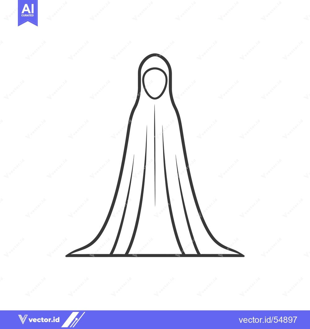 Premium Vector of Line Art Illustration of a Woman Wearing a Hijab