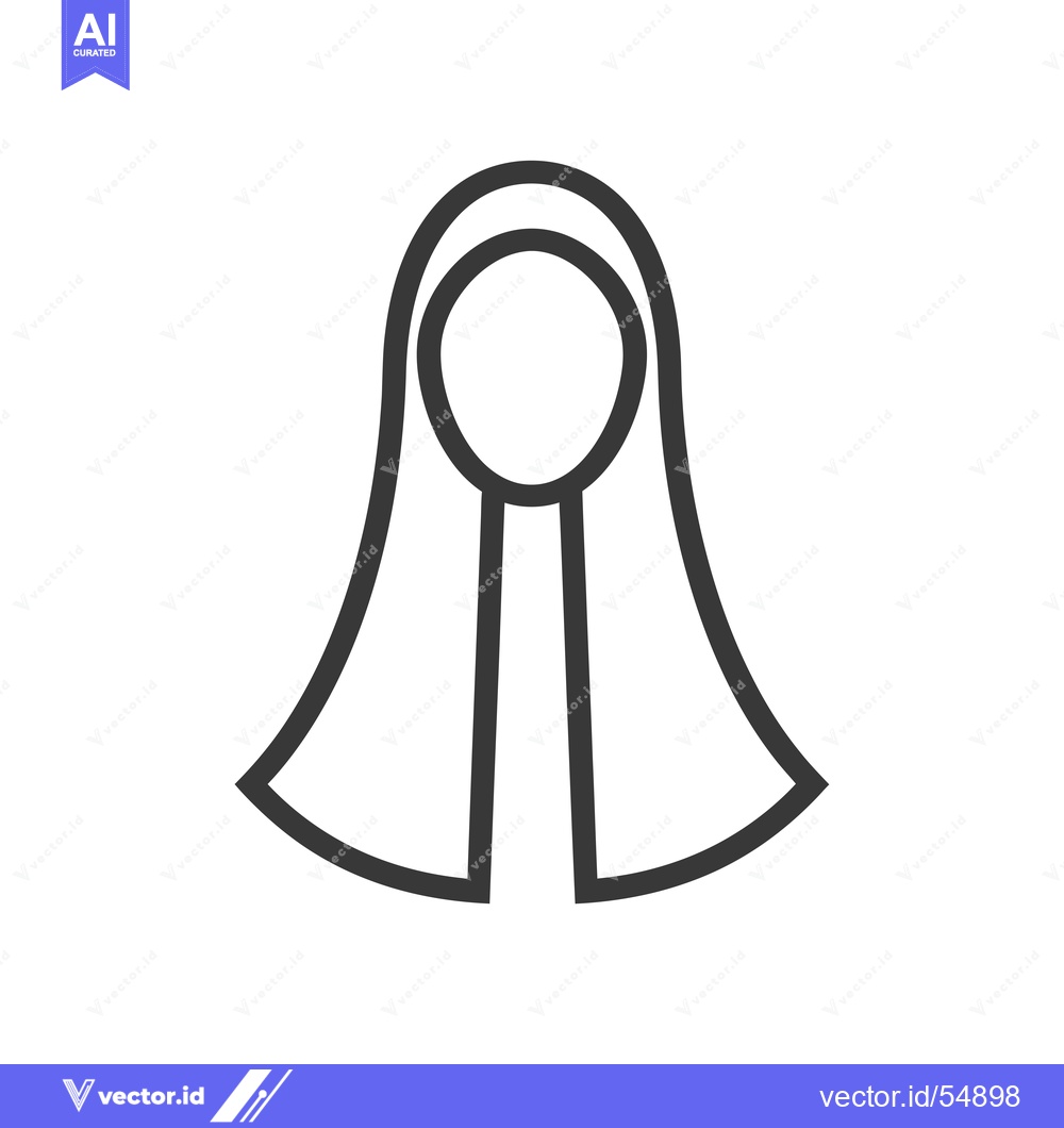 Premium Vector of Line Art Illustration of a Woman Wearing a Hijab