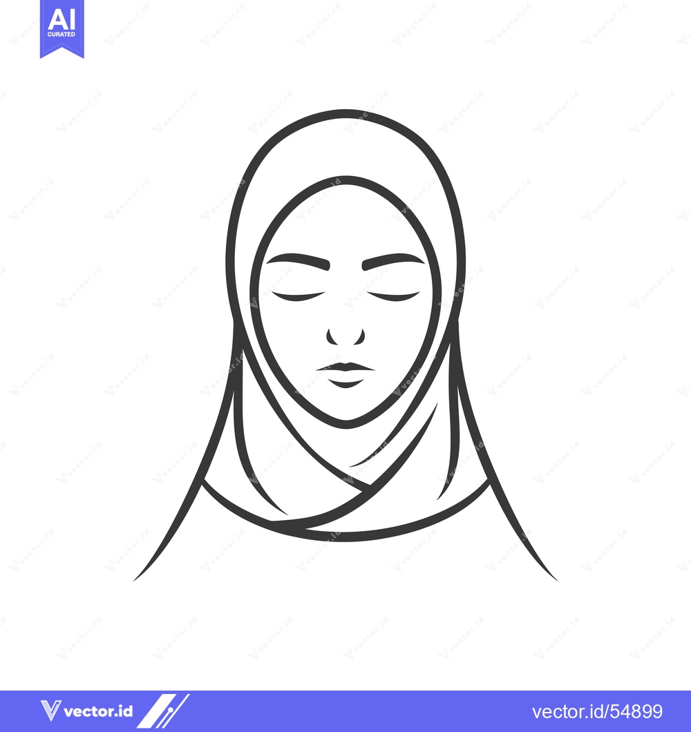 Premium Vector dari Line art illustration of a woman wearing a hijab