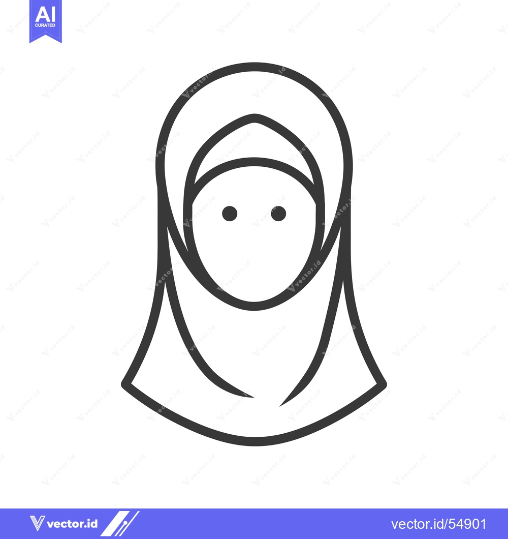 Premium Vector dari Line art illustration of a woman wearing a hijab