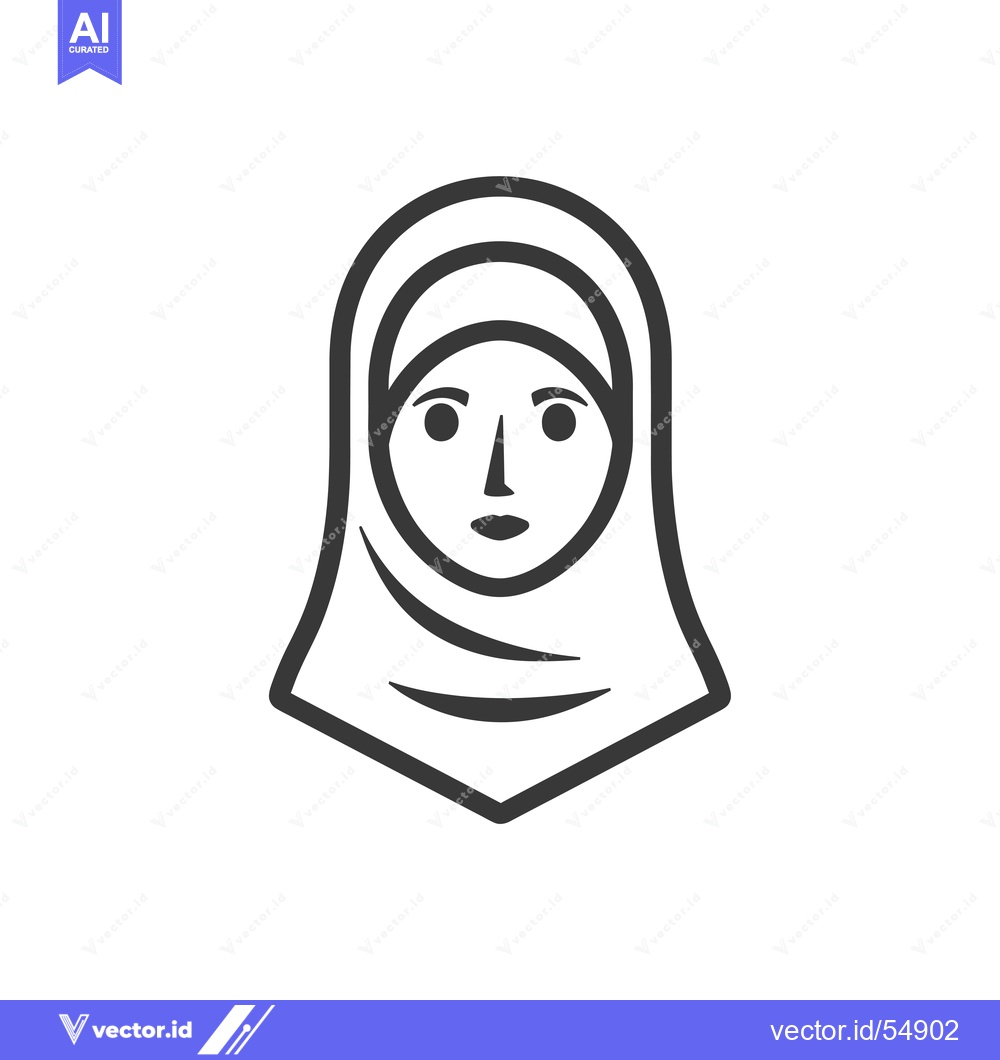 Premium Vector dari Line art illustration of a woman wearing a hijab