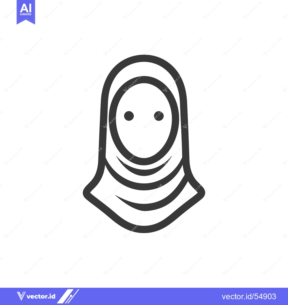 Premium Vector of Line Art Illustration of a Woman Wearing a Hijab