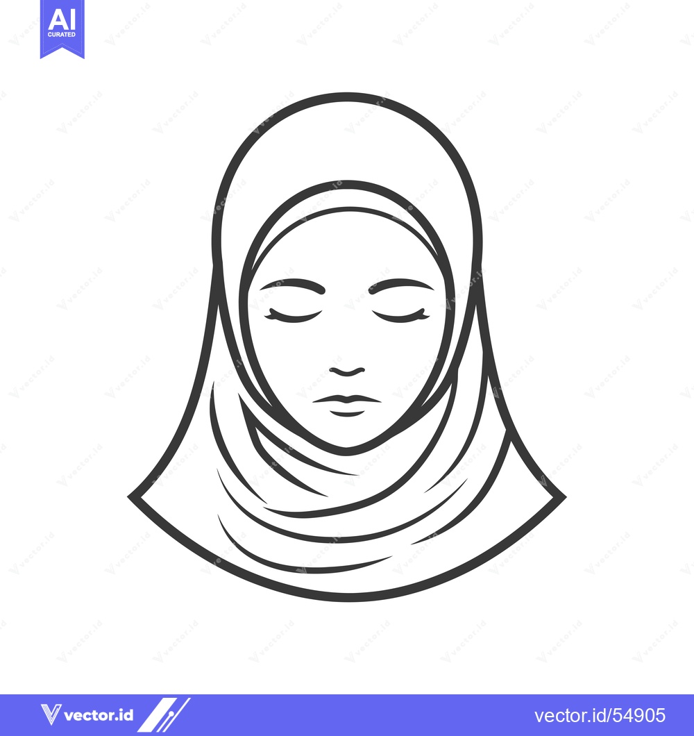 Premium Vector dari Line Art Illustration of a Woman Wearing a Hijab