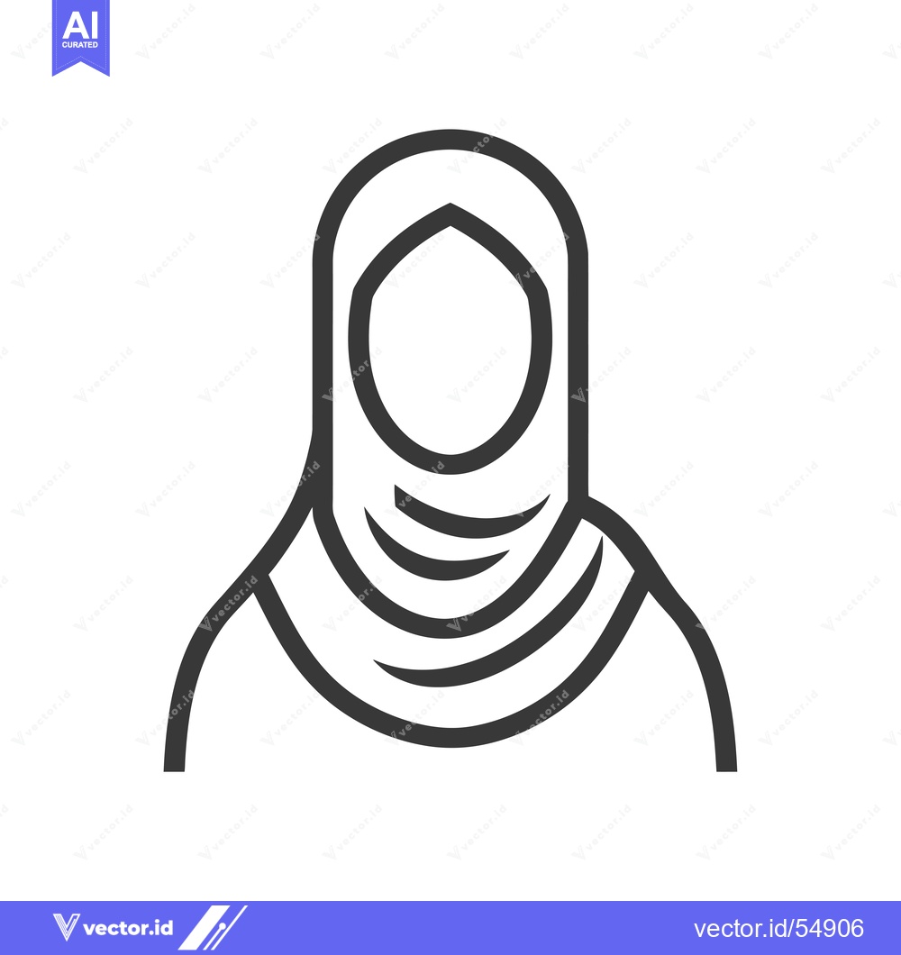 Premium Vector of Line art illustration of a woman wearing a hijab