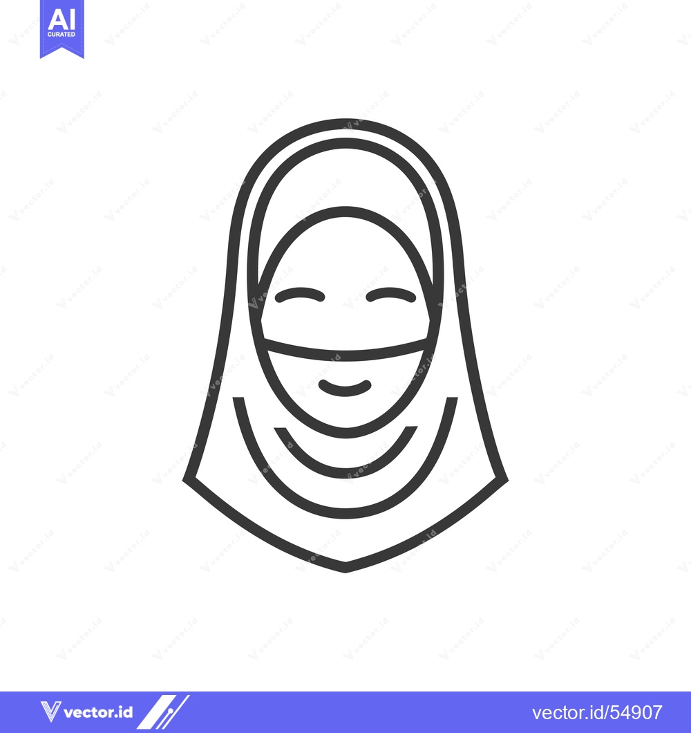 Premium Vector dari Line Art Illustration of a Woman Wearing a Hijab