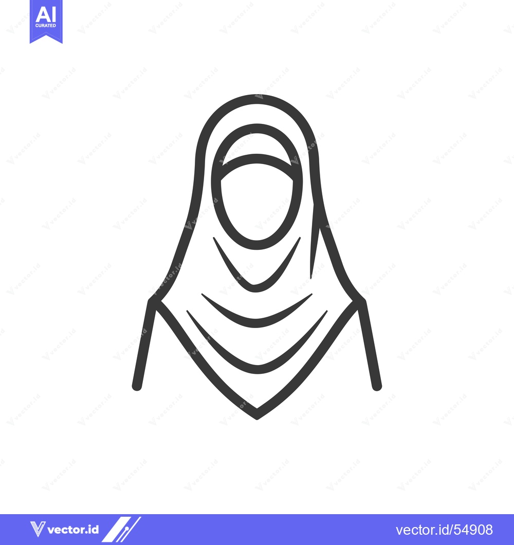 Premium Vector of Line Art Illustration of a Woman Wearing a Hijab