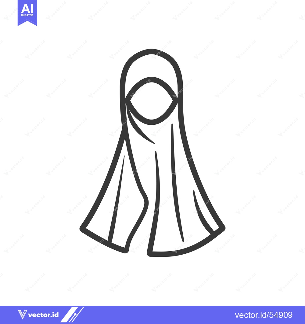 Premium Vector of Line art illustration of a woman wearing a hijab