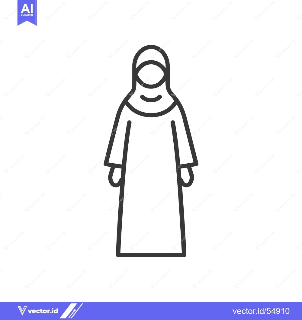 Premium Vector dari Line art illustration of a woman wearing a hijab