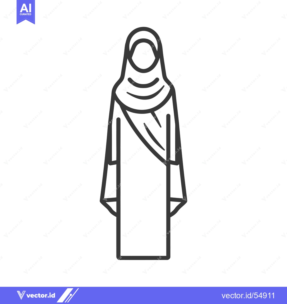 Premium Vector of Line art illustration of a woman wearing a hijab