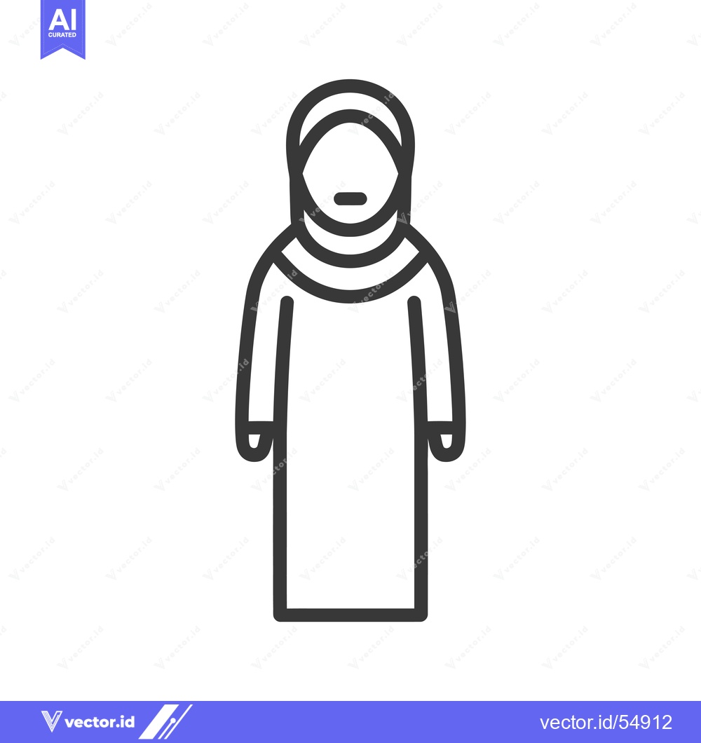 Premium Vector dari Line art illustration of a woman wearing a hijab