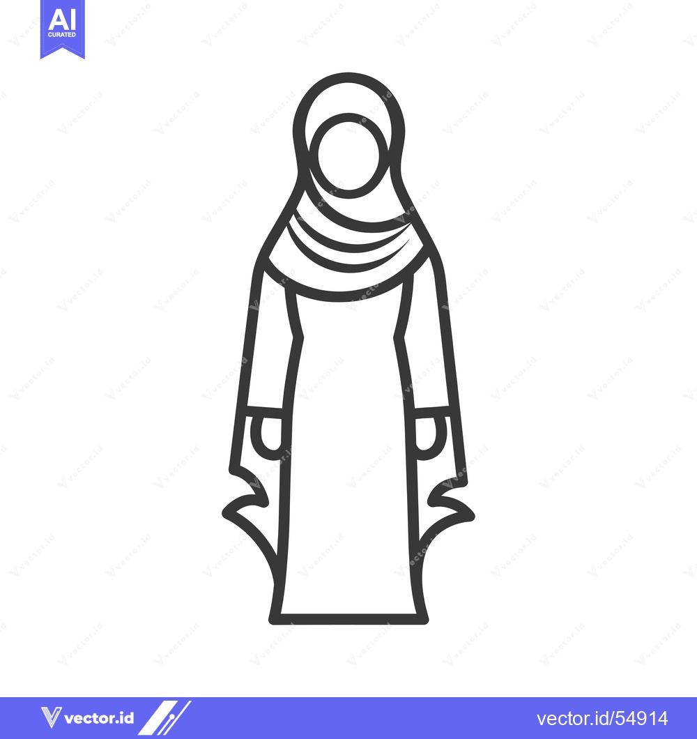 Premium Vector dari Line art illustration of a woman wearing a hijab