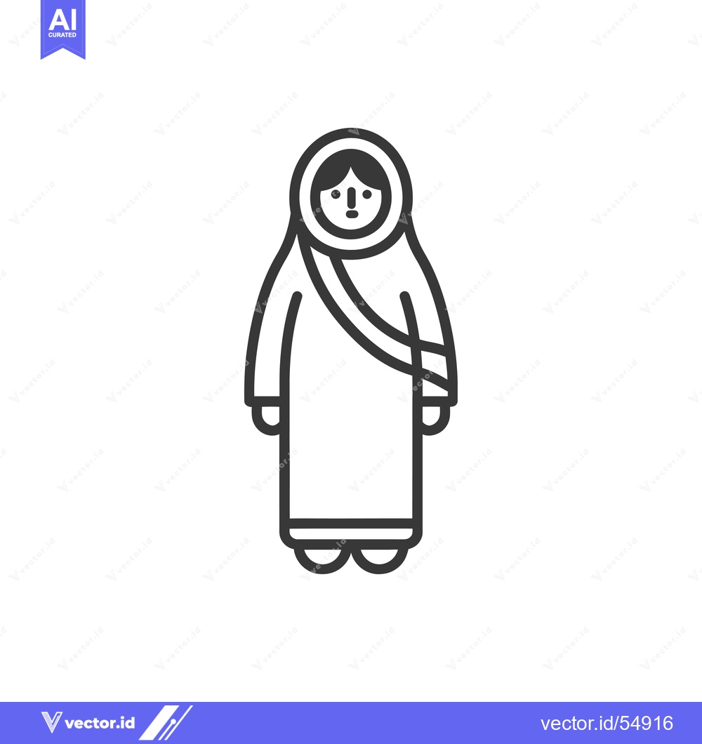 Premium Vector of Line art illustration of a woman wearing a hijab