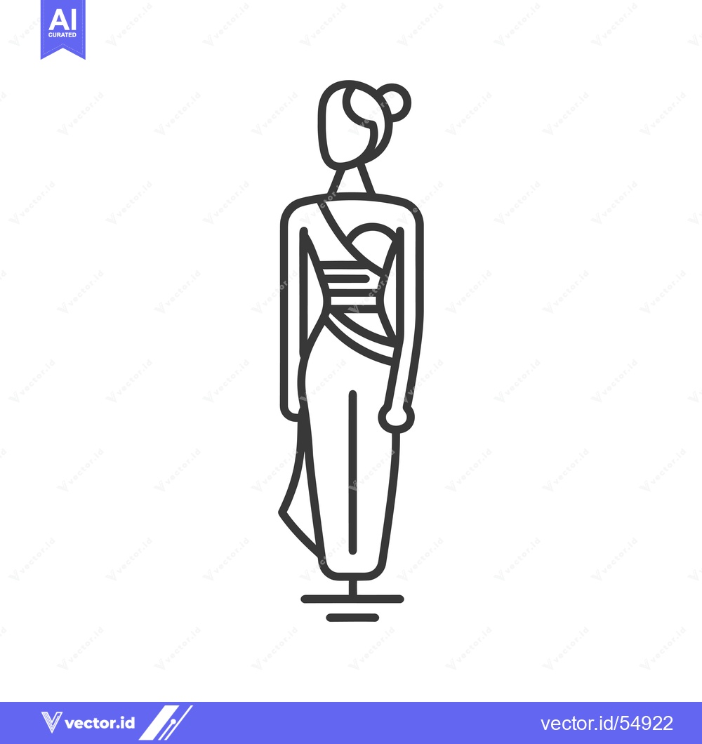 Premium Vector dari Line Art Illustration of a Woman Wearing a Sari