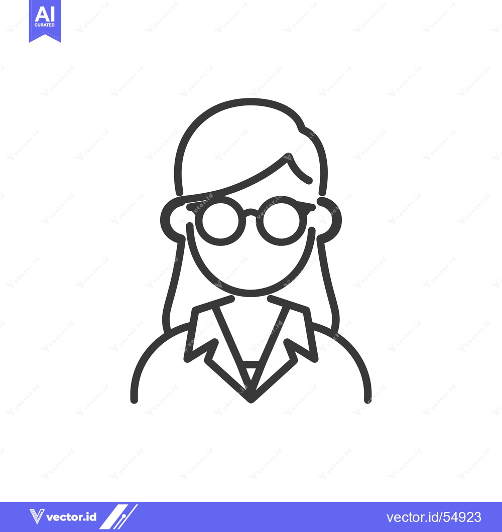 Premium Vector dari Line Art Illustration of a Woman Wearing Glasses