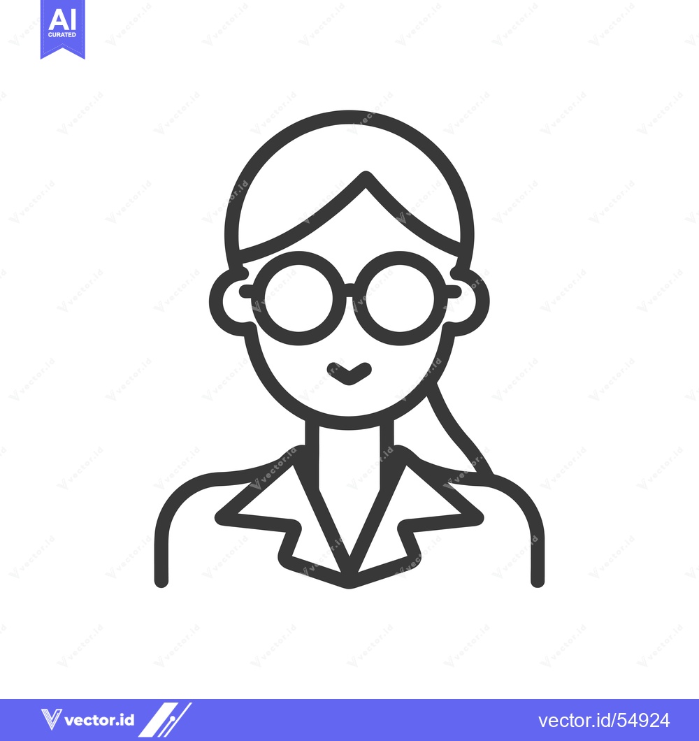 Premium Vector of Line Art Illustration of a Woman Wearing Glasses