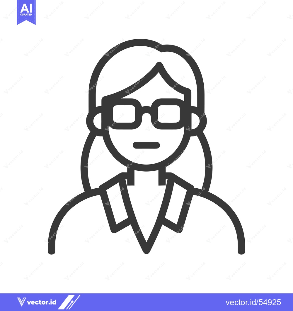 Premium Vector dari Line art illustration of a woman wearing glasses