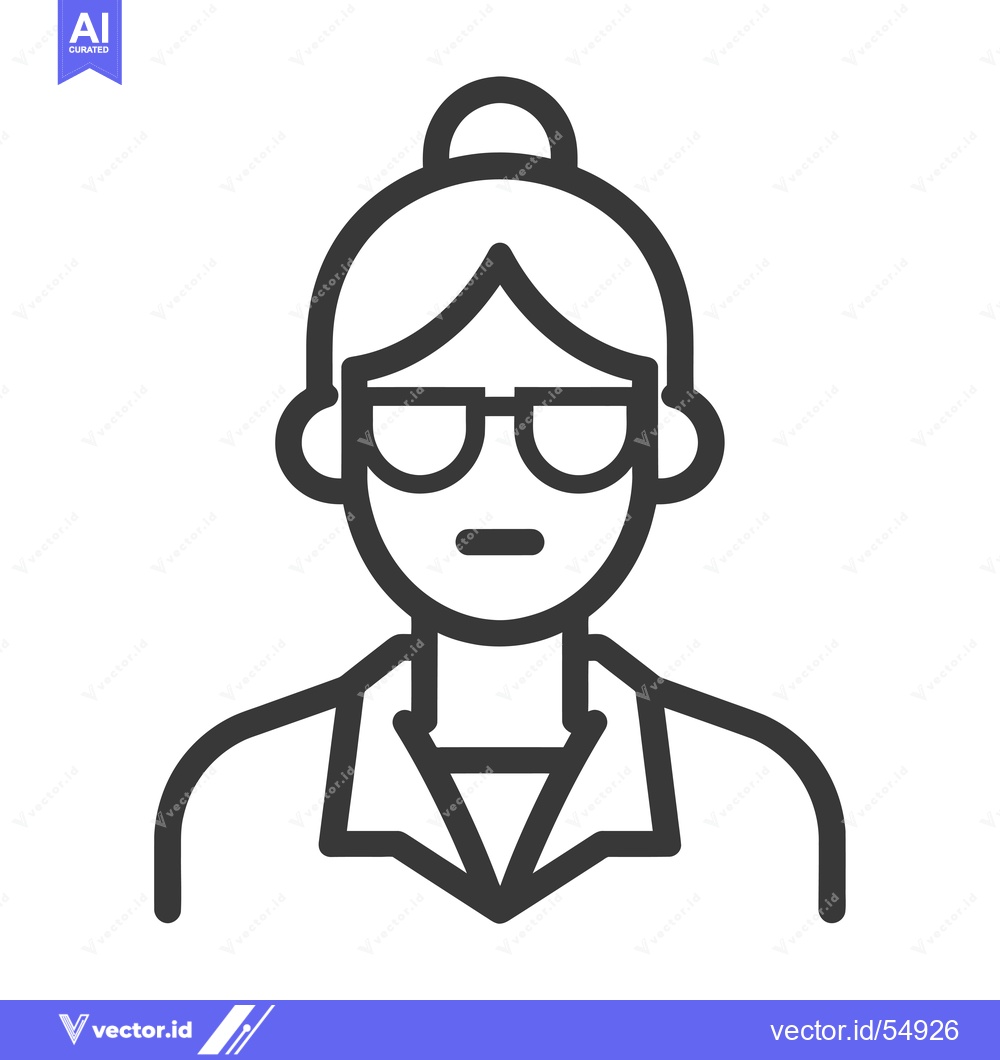 Premium Vector of Line Art Illustration of a Woman Wearing Glasses