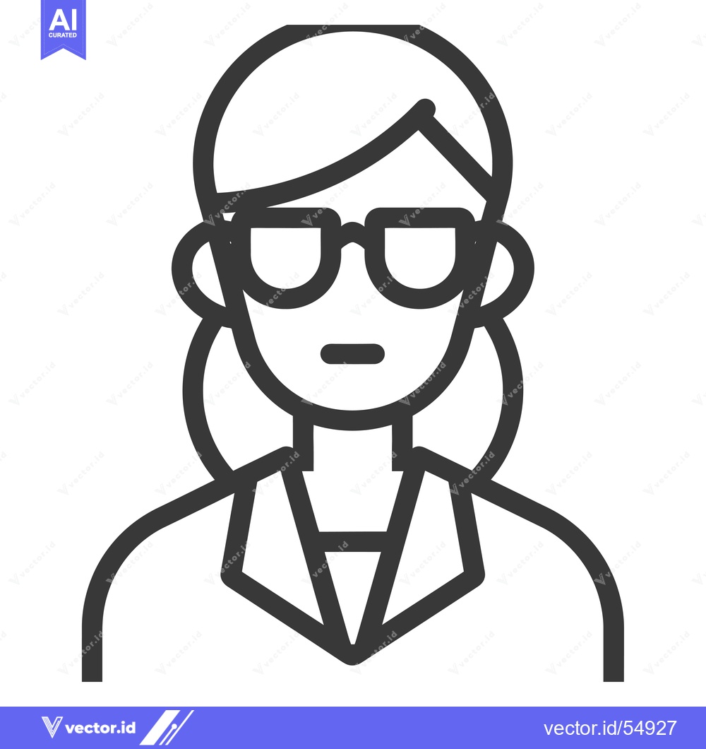 Premium Vector dari Line art illustration of a woman wearing glasses