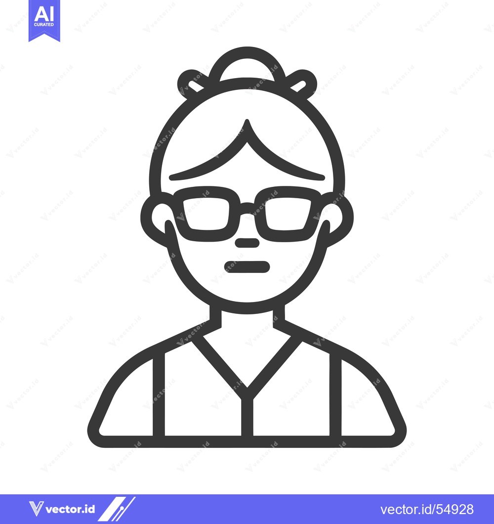 Premium Vector dari Line Art Illustration of a Woman Wearing Glasses