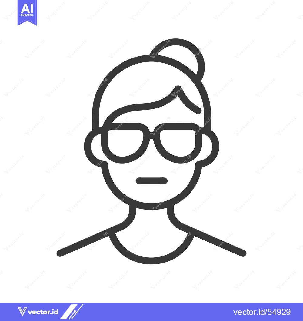 Premium Vector dari Line art illustration of a woman wearing glasses