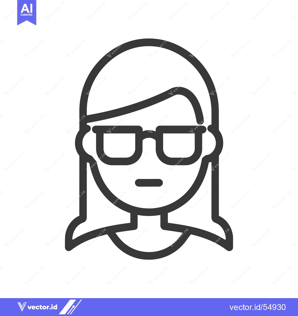 Premium Vector of Line art illustration of a woman wearing glasses