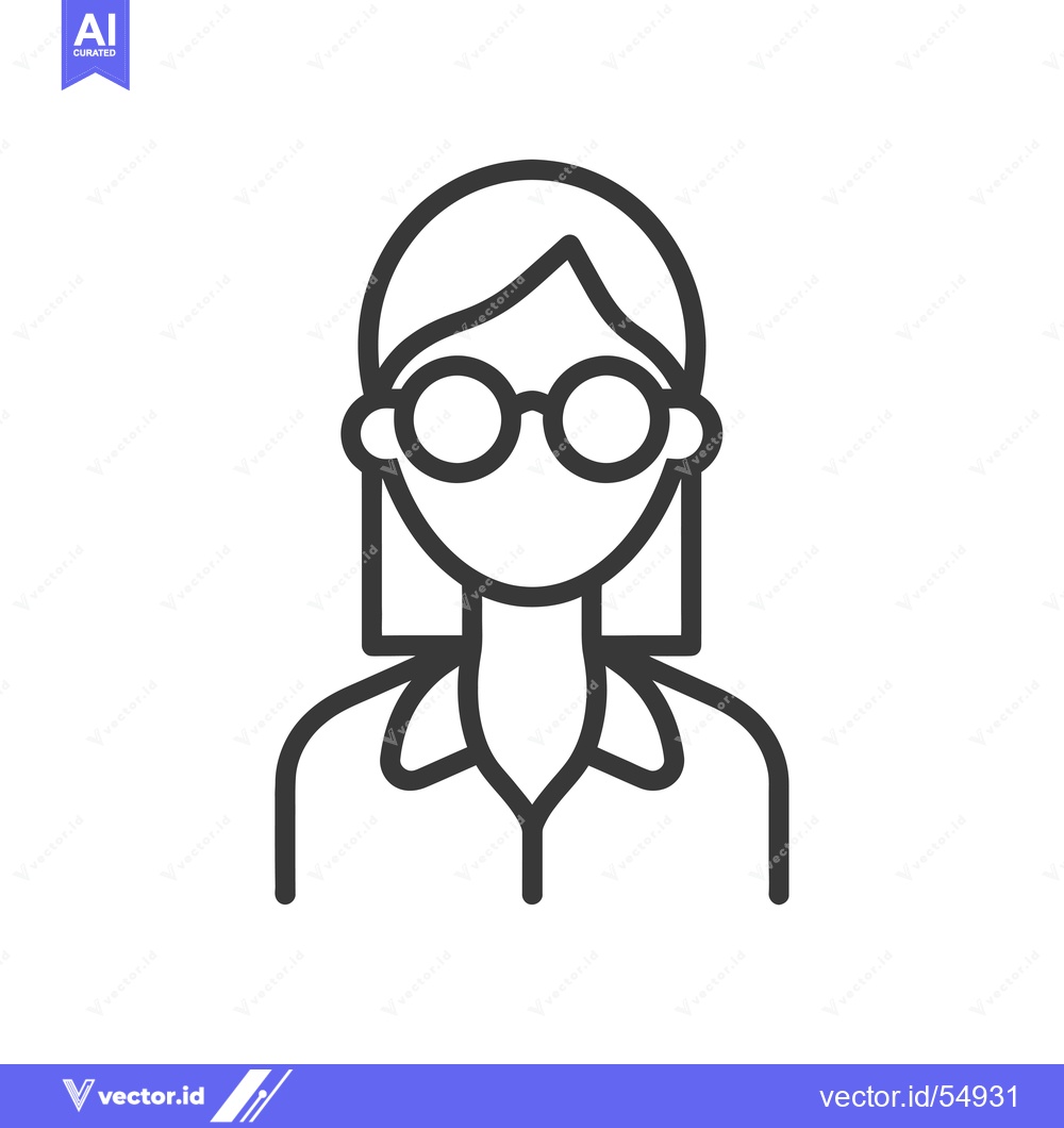 Premium Vector dari Line Art Illustration of a Woman Wearing Glasses