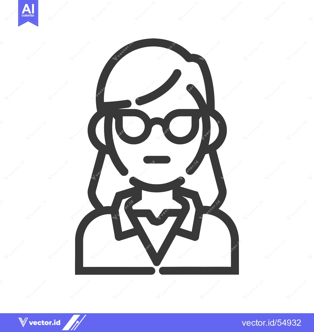 Premium Vector dari Line Art Illustration of a Woman Wearing Glasses