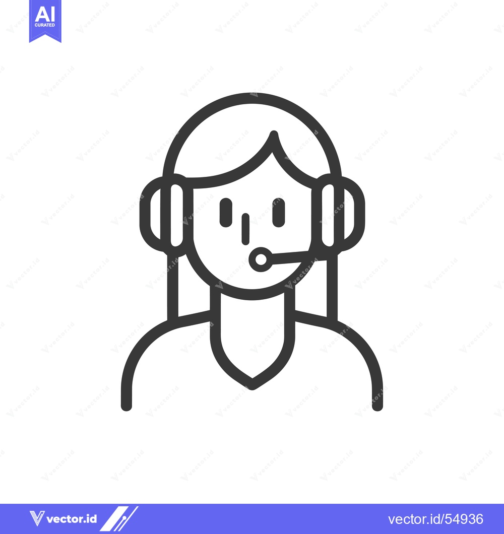 Premium Vector dari Line art illustration of a woman wearing headphones and a microphone
