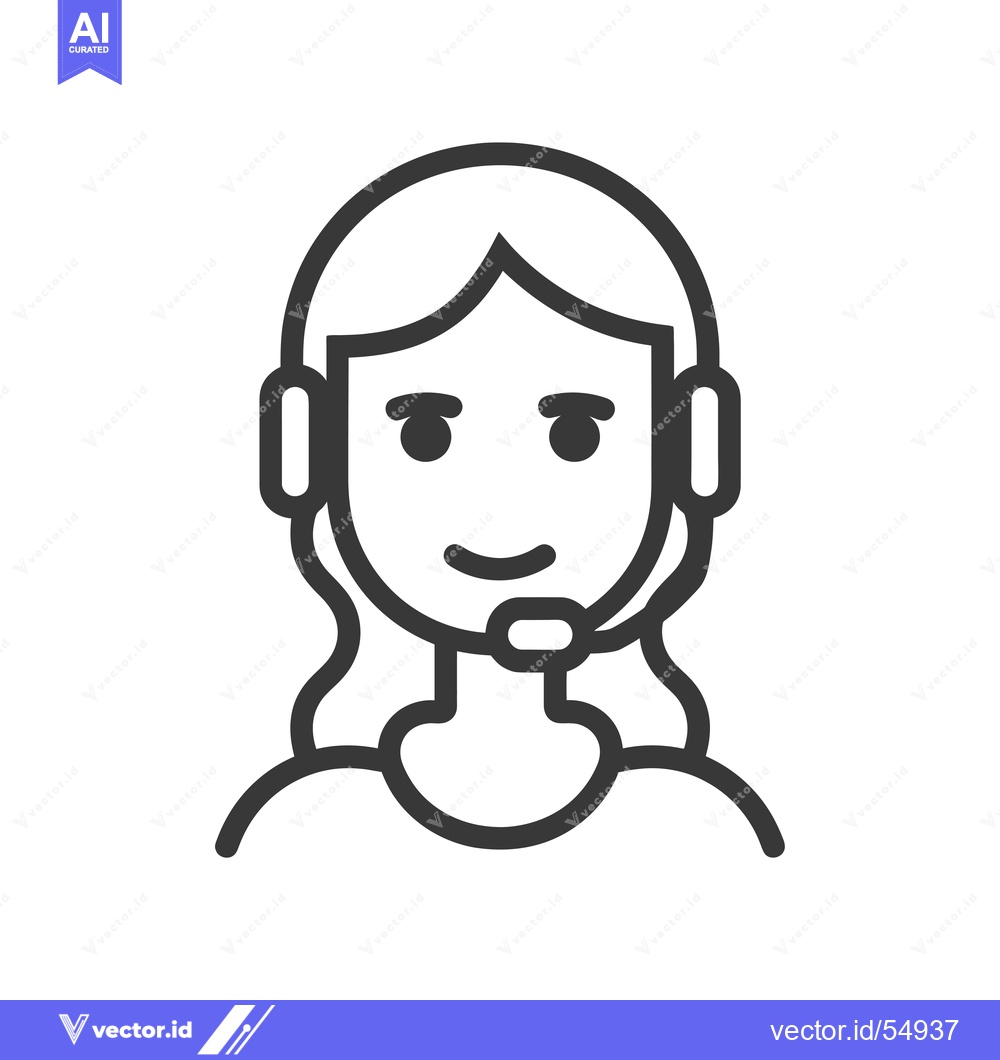 Premium Vector dari Line art illustration of a woman wearing headphones with a microphone
