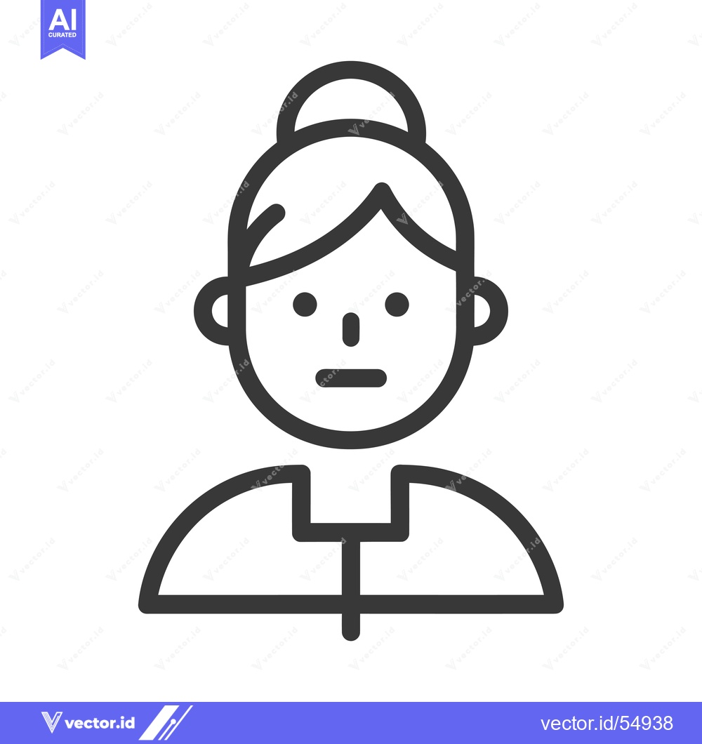 Premium Vector of Line Art Illustration of a Woman with a Bun