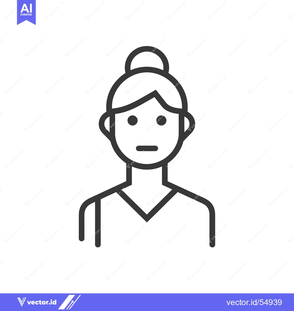 Premium Vector of Line art illustration of a woman with a bun hairstyle