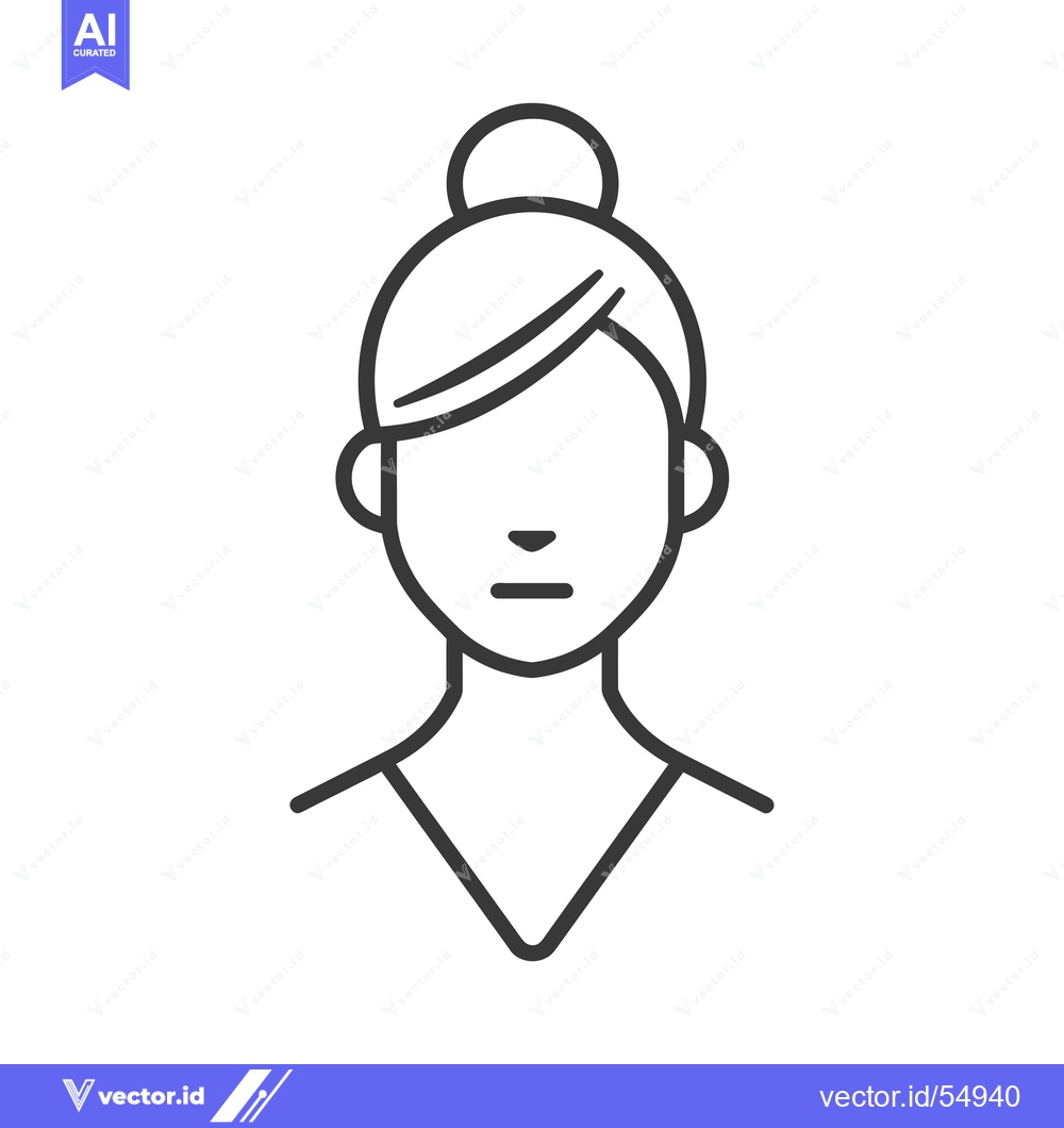 Premium Vector dari Line Art Illustration of a Woman with a Bun Hairstyle