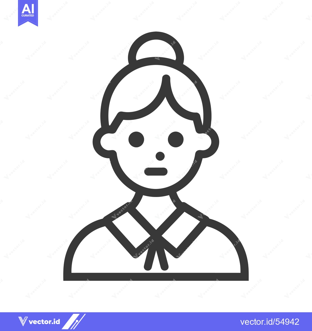 Premium Vector of Line art illustration of a woman with a bun hairstyle