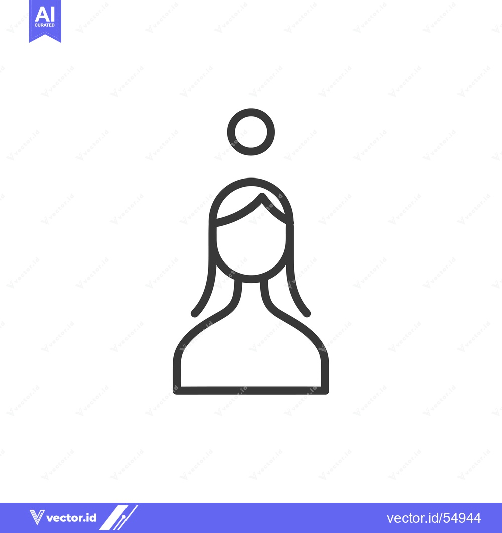 Premium Vector of Line Art Illustration of a Woman with a Circle Above Her Head
