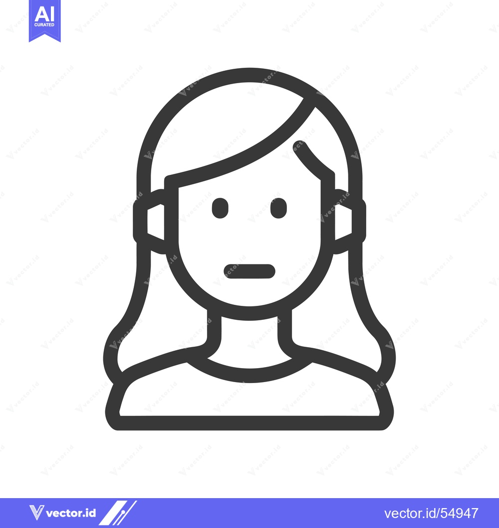 Premium Vector of Line Art Illustration of a Woman with a Neutral Facial Expression