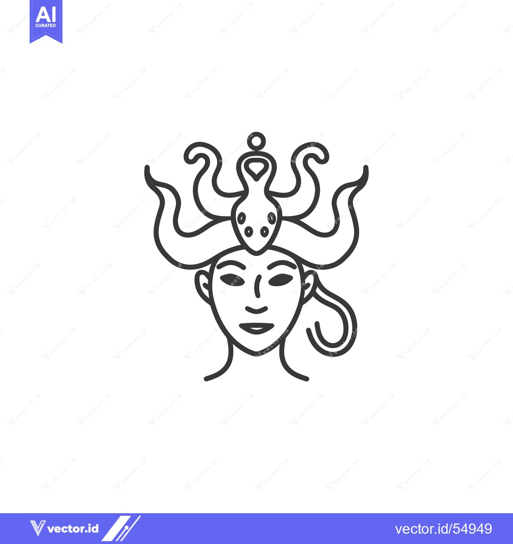 Premium Vector dari Line Art Illustration of a Woman with an Octopus on Her Head