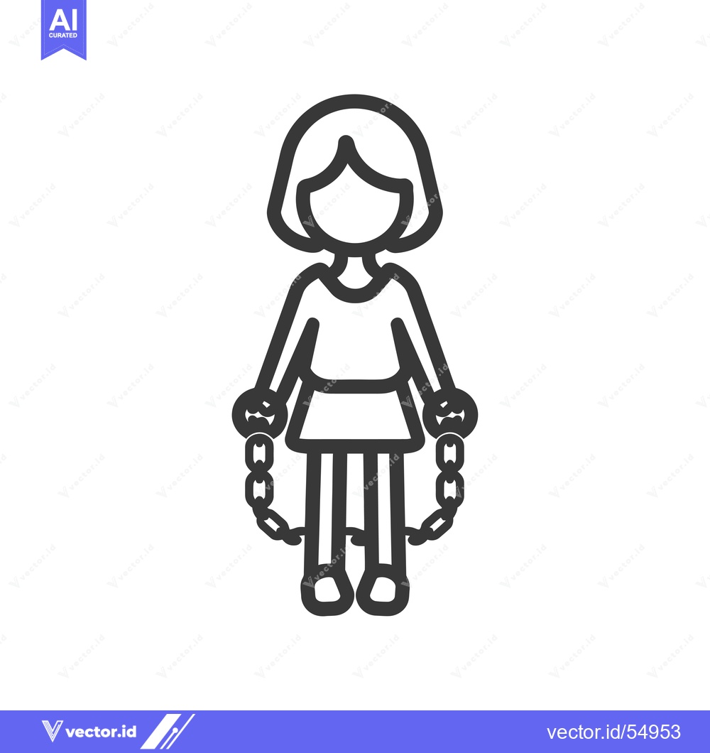 Premium Vector dari Line art illustration of a woman with chains around her wrists