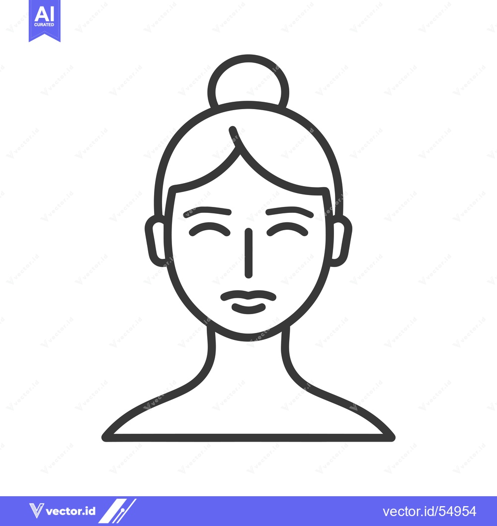 Premium Vector of Line Art Illustration of a Woman with Closed Eyes