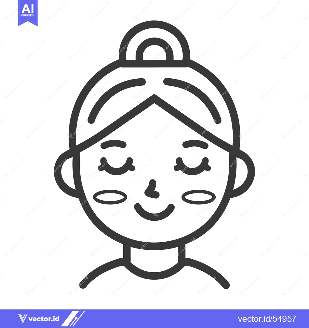 Premium Vector dari Line art illustration of a woman with closed eyes and a smile