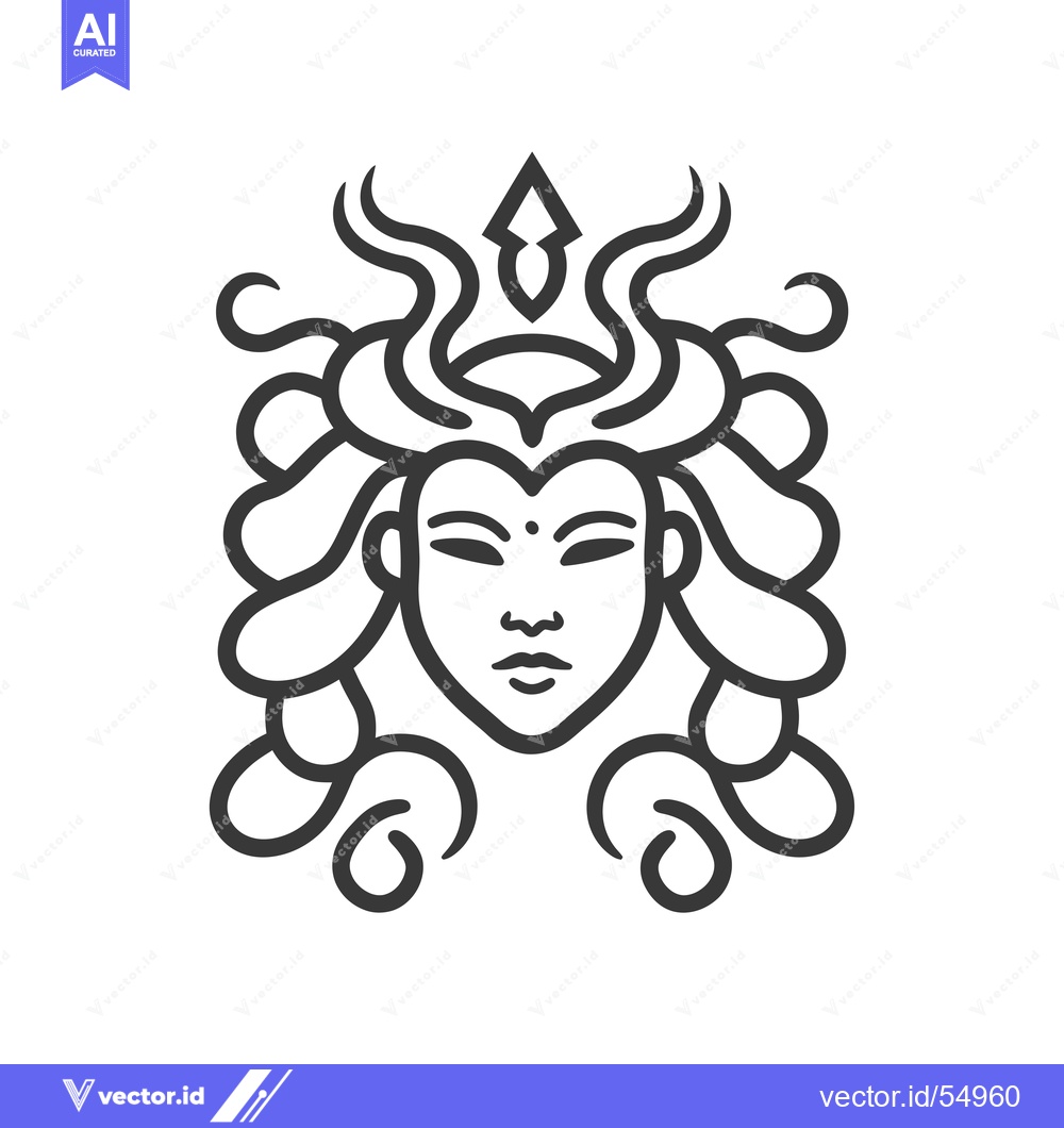 Premium Vector dari Line Art Illustration of a Woman with Curly Hair and a Crown