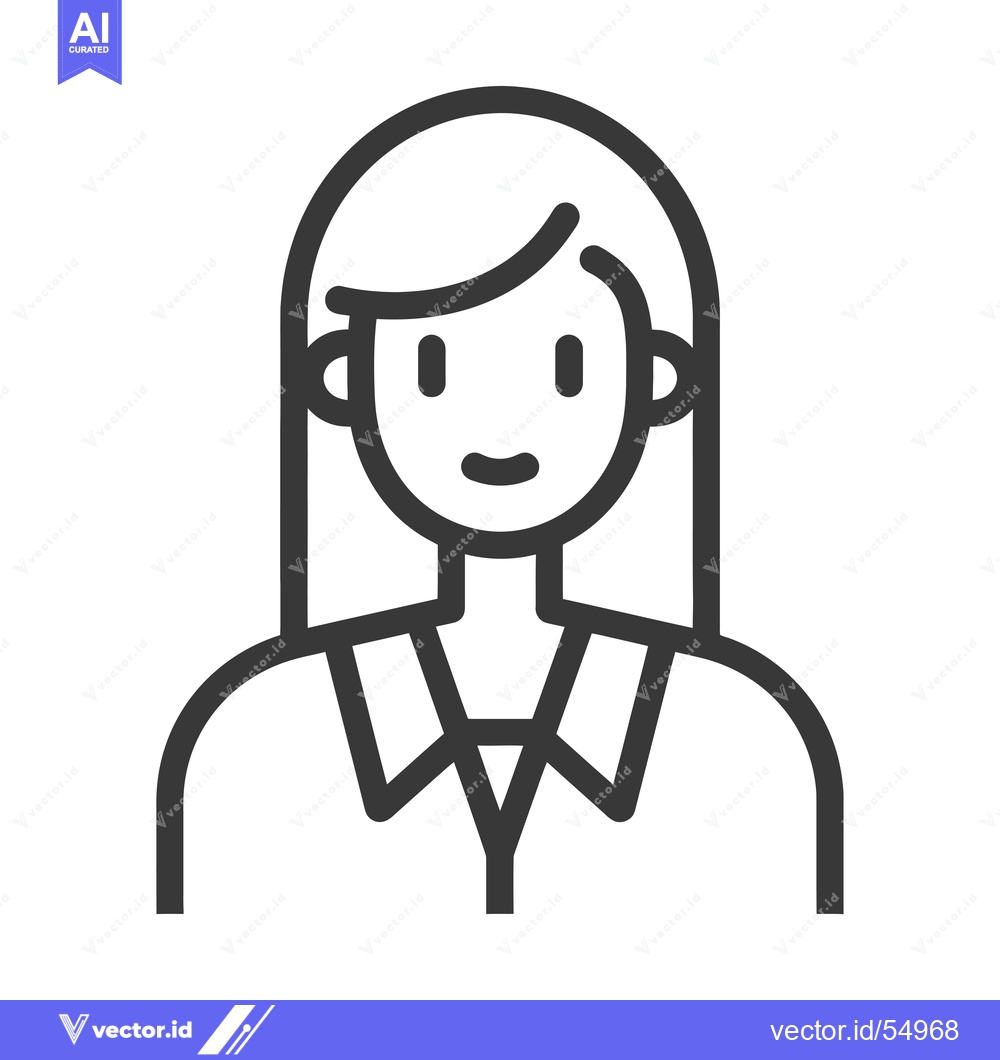Premium Vector dari Line Art Illustration of a Woman with Long Hair and a Collared Shirt